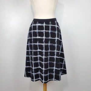 Roz & Ali Black White Window Pane A-Line Skirt Size M